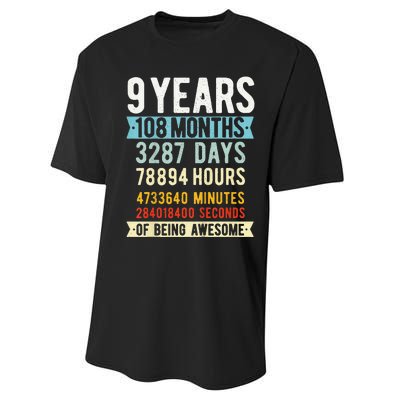 9th Birthday 9 Years Old Vintage Retro 108 Months Funny Performance Sprint T-Shirt