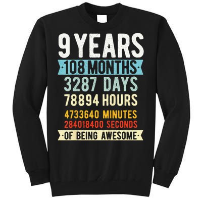 9th Birthday 9 Years Old Vintage Retro 108 Months Funny Tall Sweatshirt