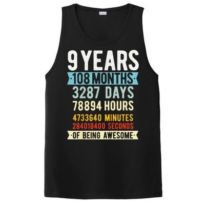 9th Birthday 9 Years Old Vintage Retro 108 Months Funny PosiCharge Competitor Tank