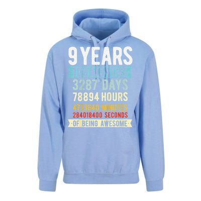 9th Birthday 9 Years Old Vintage Retro 108 Months Funny Unisex Surf Hoodie