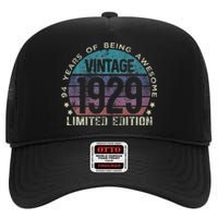 94th Birthday 94 Year Old Gifts Vintage 1929 Limited Edition High Crown Mesh Back Trucker Hat