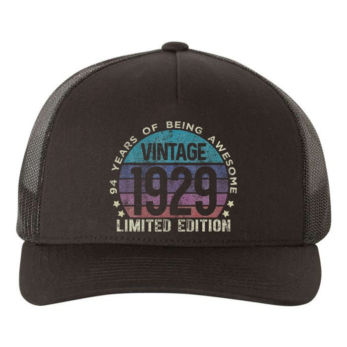 94th Birthday 94 Year Old Gifts Vintage 1929 Limited Edition Yupoong Adult 5-Panel Trucker Hat