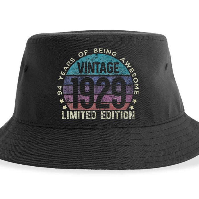 94th Birthday 94 Year Old Gifts Vintage 1929 Limited Edition Sustainable Bucket Hat