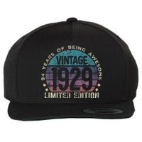 94th Birthday 94 Year Old Gifts Vintage 1929 Limited Edition Wool Snapback Cap