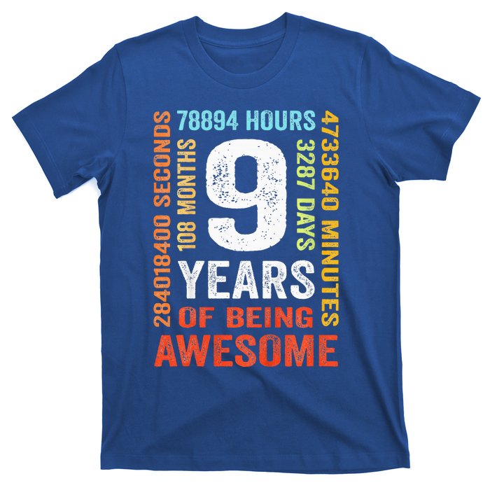 9th Birthday 9 Years Old Vintage Retro 108 Months T-Shirt