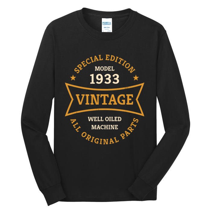 90th Birthday 90 Years Old Born in 1933 Vintage Ninety years Tall Long Sleeve T-Shirt