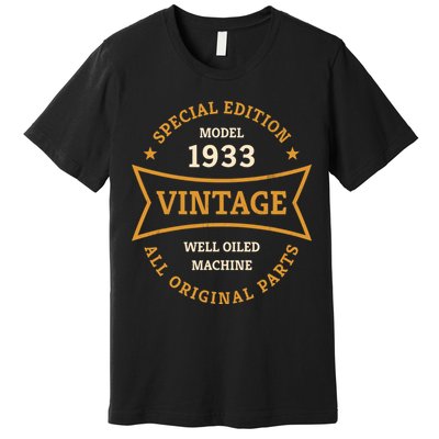90th Birthday 90 Years Old Born in 1933 Vintage Ninety years Premium T-Shirt