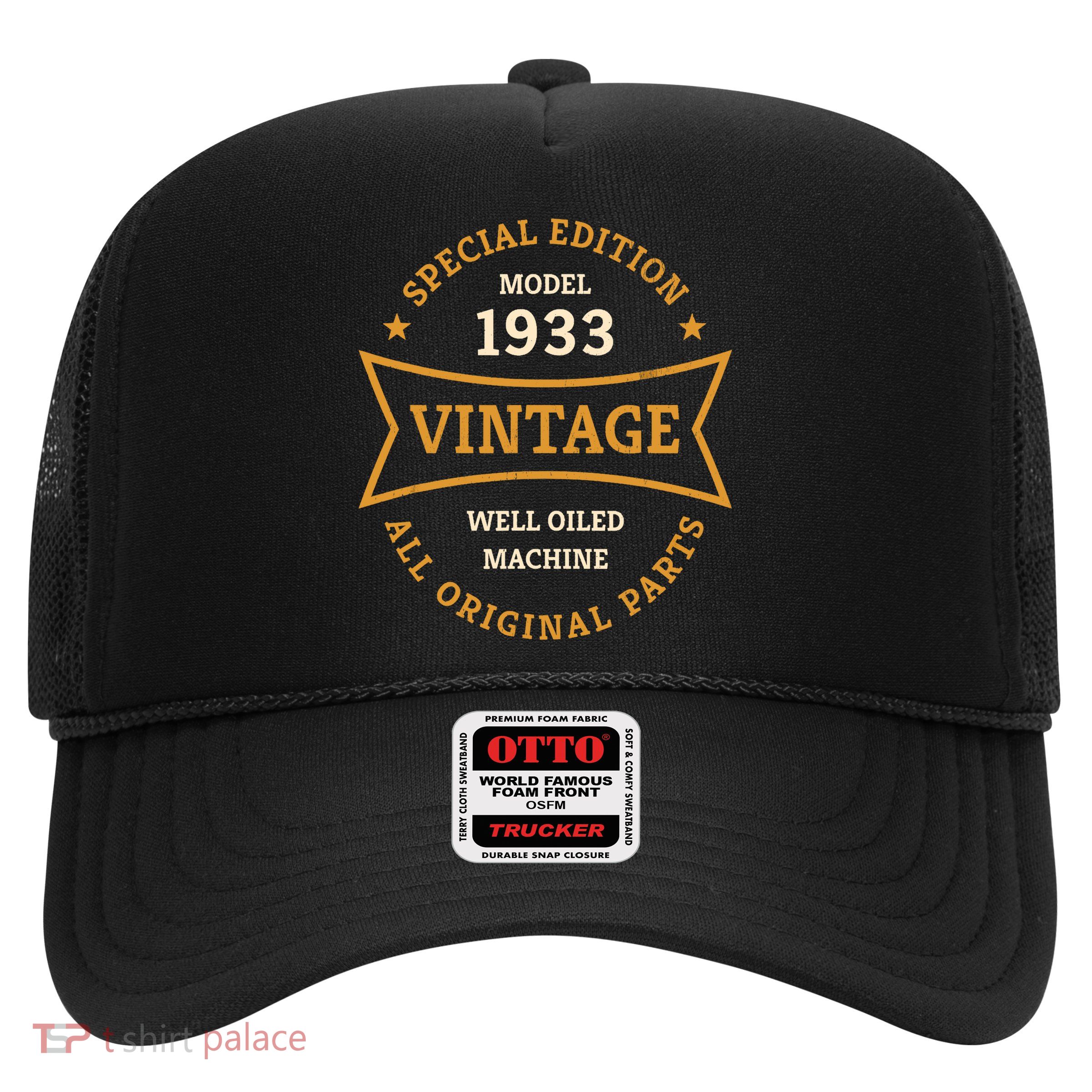 90th Birthday 90 Years Old Born in 1933 Vintage Ninety years Trucker Hat