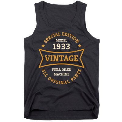 90th Birthday 90 Years Old Born in 1933 Vintage Ninety years Tank Top