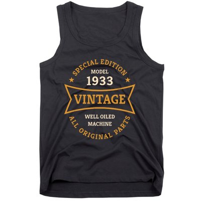 90th Birthday 90 Years Old Born in 1933 Vintage Ninety years Tank Top