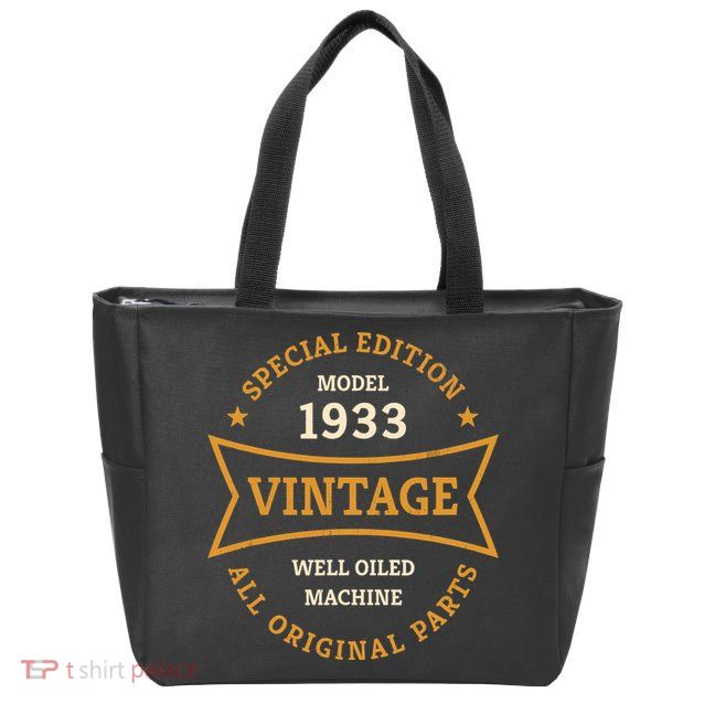 90th Birthday 90 Years Old Born in 1933 Vintage Ninety years Zip Tote Bag