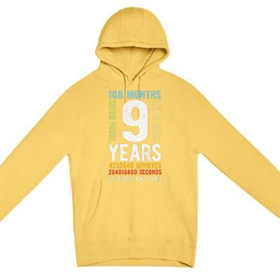 9th Birthday 9 Years Old Vintage Retro 108 Months Premium Pullover Hoodie