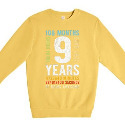 9th Birthday 9 Years Old Vintage Retro 108 Months Premium Crewneck Sweatshirt