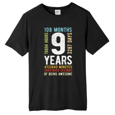 9th Birthday 9 Years Old Vintage Retro 108 Months Tall Fusion ChromaSoft Performance T-Shirt