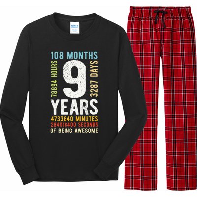 9th Birthday 9 Years Old Vintage Retro 108 Months Long Sleeve Pajama Set