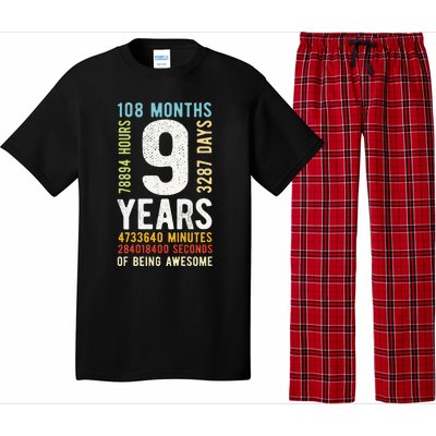 9th Birthday 9 Years Old Vintage Retro 108 Months Pajama Set