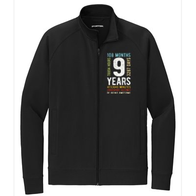 9th Birthday 9 Years Old Vintage Retro 108 Months Stretch Full-Zip Cadet Jacket