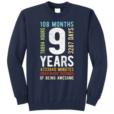 9th Birthday 9 Years Old Vintage Retro 108 Months Sweatshirt