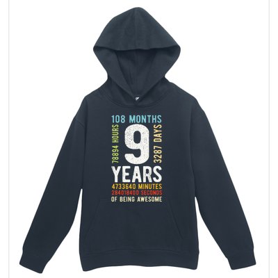 9th Birthday 9 Years Old Vintage Retro 108 Months Urban Pullover Hoodie