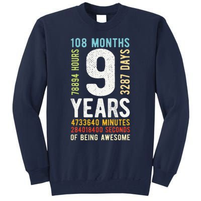 9th Birthday 9 Years Old Vintage Retro 108 Months Tall Sweatshirt