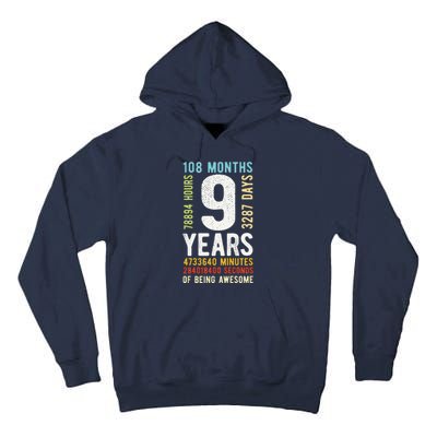 9th Birthday 9 Years Old Vintage Retro 108 Months Tall Hoodie