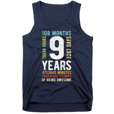 9th Birthday 9 Years Old Vintage Retro 108 Months Tank Top