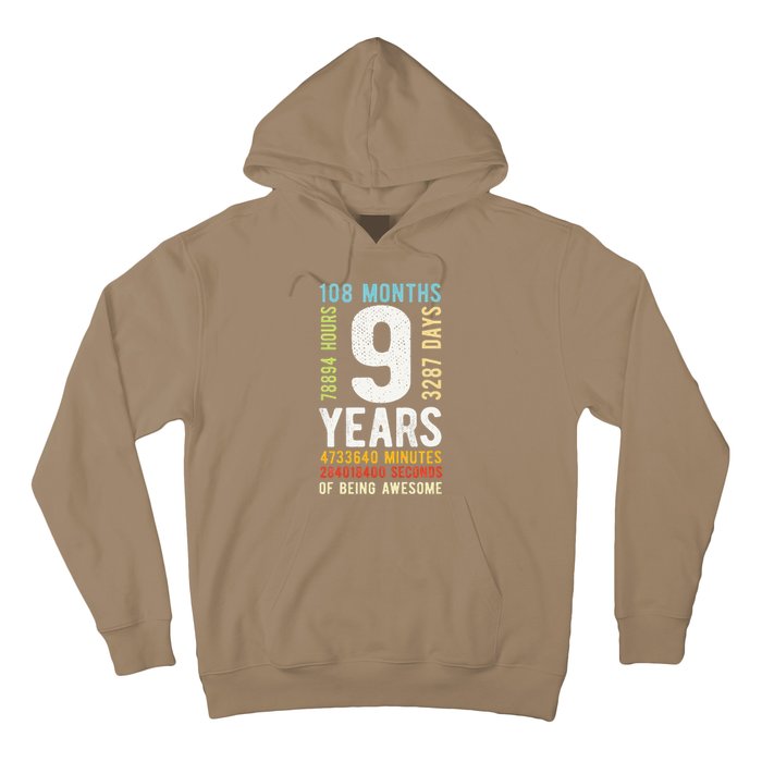 9th Birthday 9 Years Old Vintage Retro 108 Months Hoodie