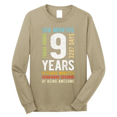 9th Birthday 9 Years Old Vintage Retro 108 Months Long Sleeve Shirt