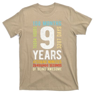 9th Birthday 9 Years Old Vintage Retro 108 Months T-Shirt