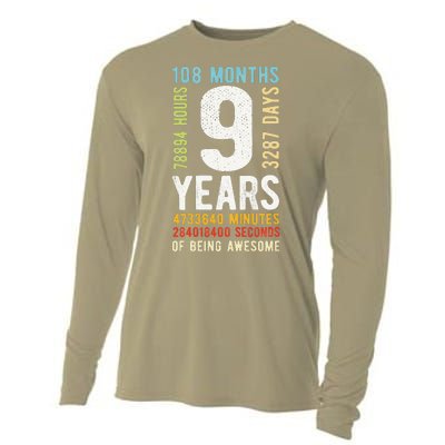 9th Birthday 9 Years Old Vintage Retro 108 Months Cooling Performance Long Sleeve Crew