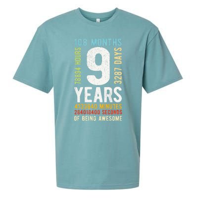 9th Birthday 9 Years Old Vintage Retro 108 Months Sueded Cloud Jersey T-Shirt