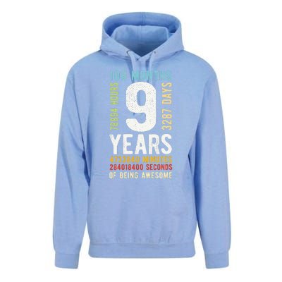 9th Birthday 9 Years Old Vintage Retro 108 Months Unisex Surf Hoodie