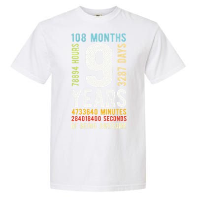 9th Birthday 9 Years Old Vintage Retro 108 Months Garment-Dyed Heavyweight T-Shirt