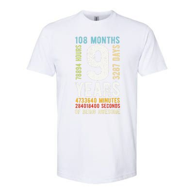 9th Birthday 9 Years Old Vintage Retro 108 Months Softstyle CVC T-Shirt