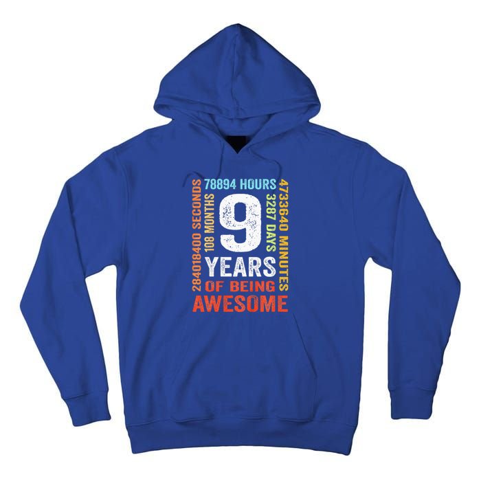 9th Birthday 9 Years Old Vintage Retro 108 Months Tall Hoodie