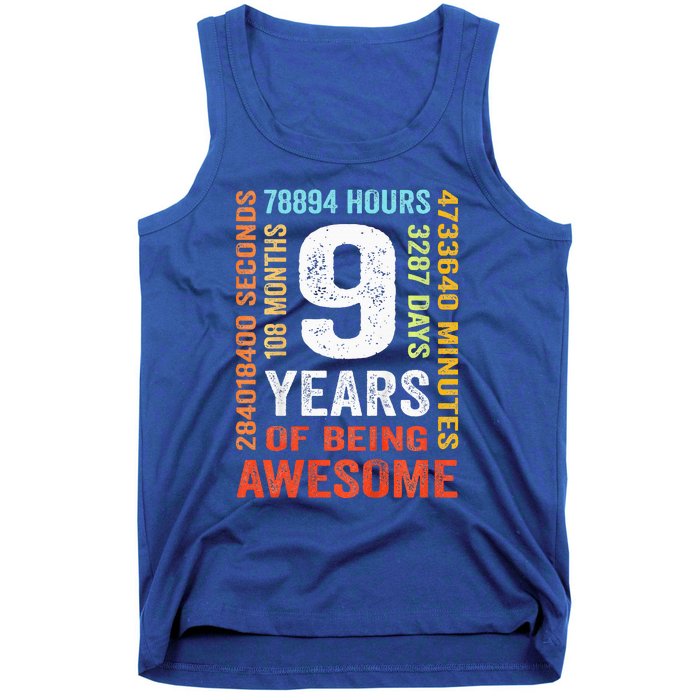 9th Birthday 9 Years Old Vintage Retro 108 Months Tank Top