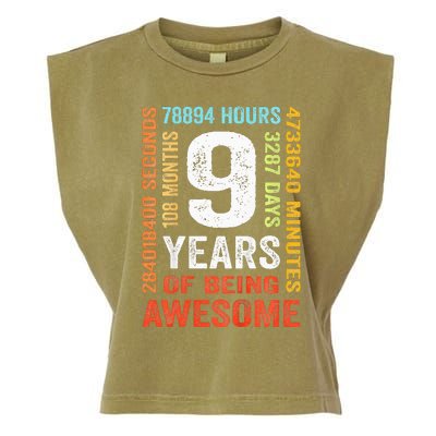 9th Birthday 9 Years Old Vintage Retro 108 Months Garment-Dyed Women's Muscle Tee