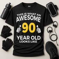 90th Birthday Awesome 90 Years Old Looks Like Cooling Performance Crew T-Shirt