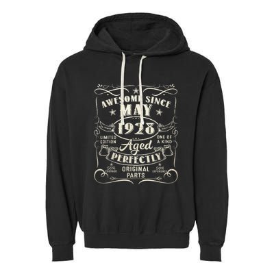 95th Birthday Awesome Since May 1928 95 Years Old Gift  Garment-Dyed Fleece Hoodie