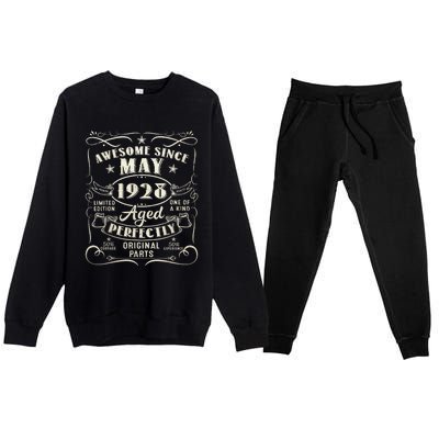 95th Birthday Awesome Since May 1928 95 Years Old Gift  Premium Crewneck Sweatsuit Set