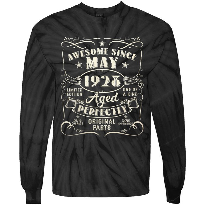 95th Birthday Awesome Since May 1928 95 Years Old Gift  Tie-Dye Long Sleeve Shirt