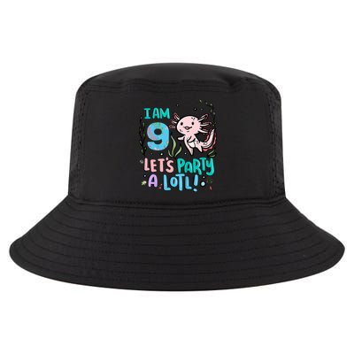 9th Birthday Axolotl - I Am 9 Let's Party A Lotl Cool Comfort Performance Bucket Hat