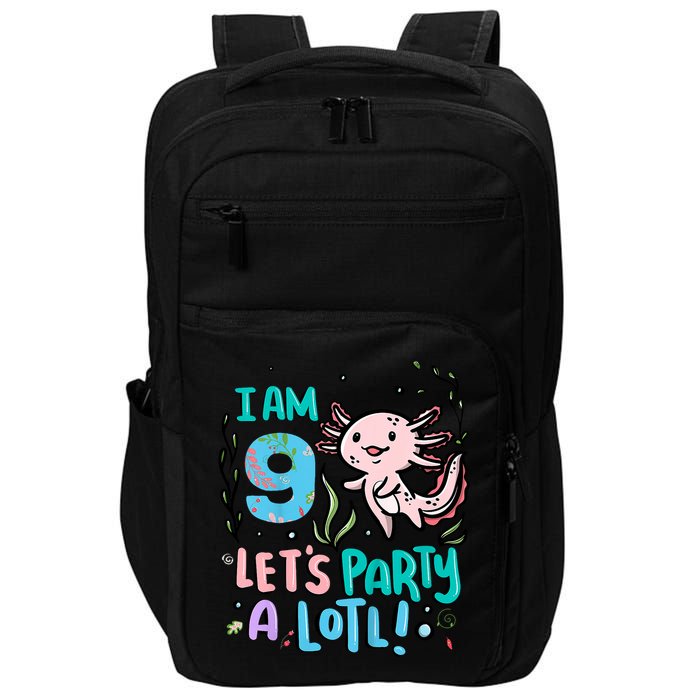 9th Birthday Axolotl - I Am 9 Let's Party A Lotl Impact Tech Backpack