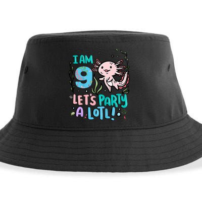 9th Birthday Axolotl - I Am 9 Let's Party A Lotl Sustainable Bucket Hat