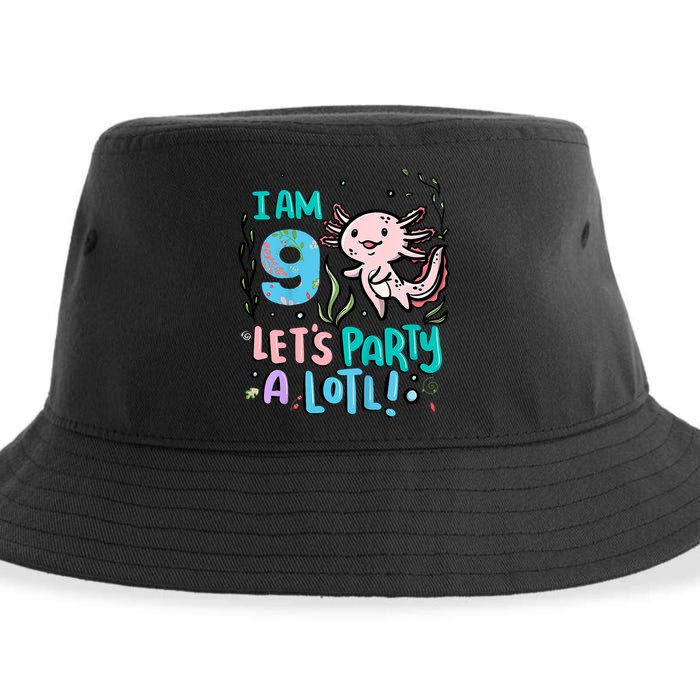 9th Birthday Axolotl - I Am 9 Let's Party A Lotl Sustainable Bucket Hat
