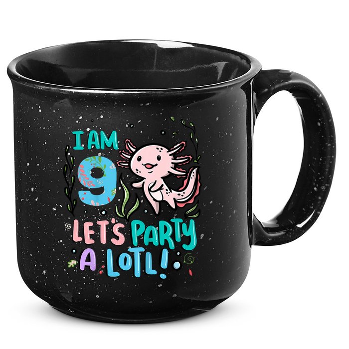 9th Birthday Axolotl - I Am 9 Let's Party A Lotl 15oz Campfire Ceramic Mug