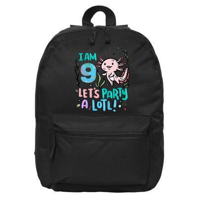 9th Birthday Axolotl - I Am 9 Let's Party A Lotl 16 in Basic Backpack