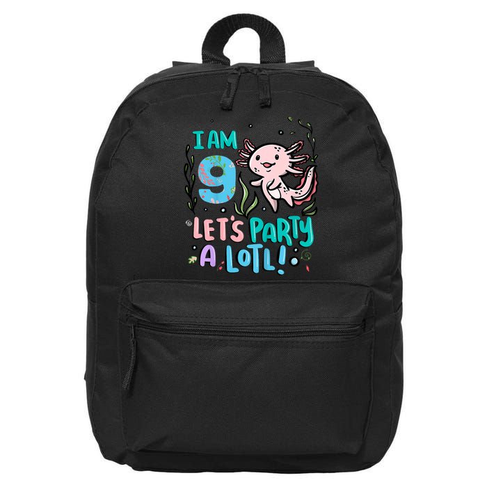 9th Birthday Axolotl - I Am 9 Let's Party A Lotl 16 in Basic Backpack
