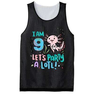 9th Birthday Axolotl - I Am 9 Let's Party A Lotl Mesh Reversible Basketball Jersey Tank