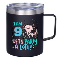 9th Birthday Axolotl - I Am 9 Let's Party A Lotl 12oz Stainless Steel Coffee Mug